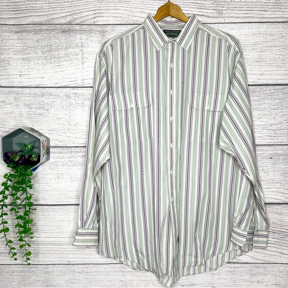 Ralph Lauren Polo Country Green Purple Stripe Button Down Shirt Men’s Size Large - Picture 1 of 9